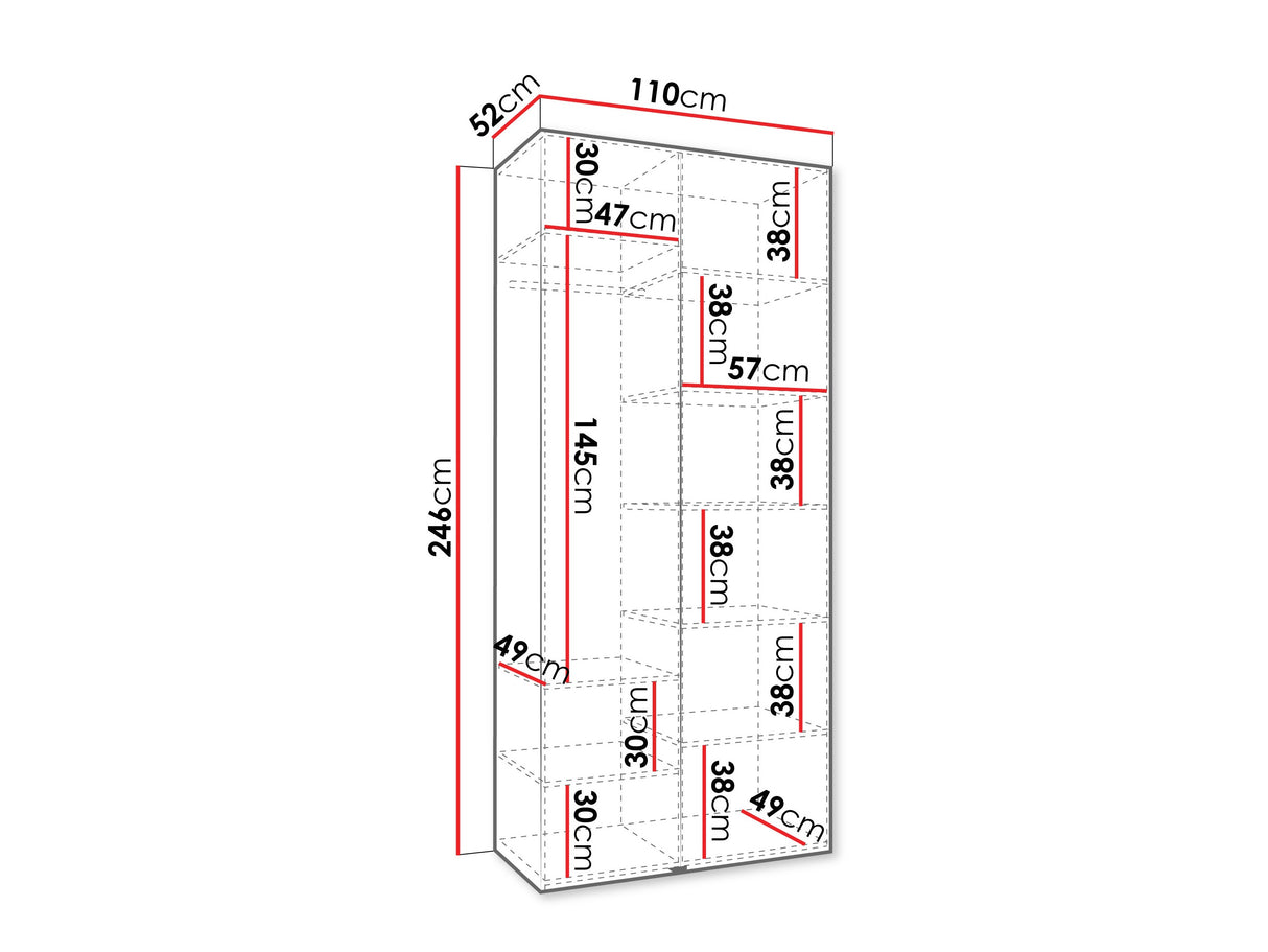 Gardróbszekrény Szafa COMO 2 110 (gł.50), Szín: Kasmír, Fogantyú színe: Fekete, Szélesség: 110 cm, Mélység: 52 cm