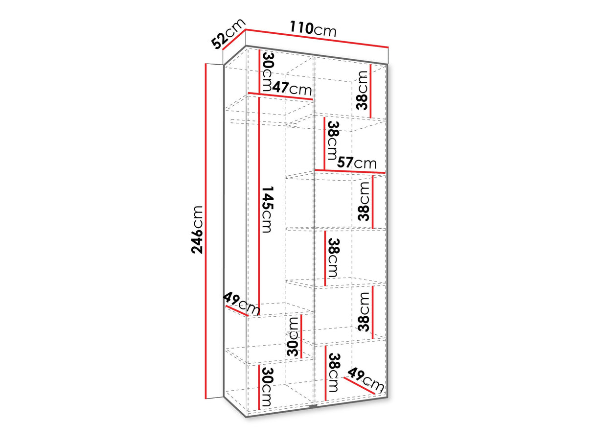 Gardróbszekrény Szafa COMO 2 110 (gł.50), Szín: Kasmír, Fogantyú színe: Aranysárga, Szélesség: 110 cm, Mélység: 52 cm