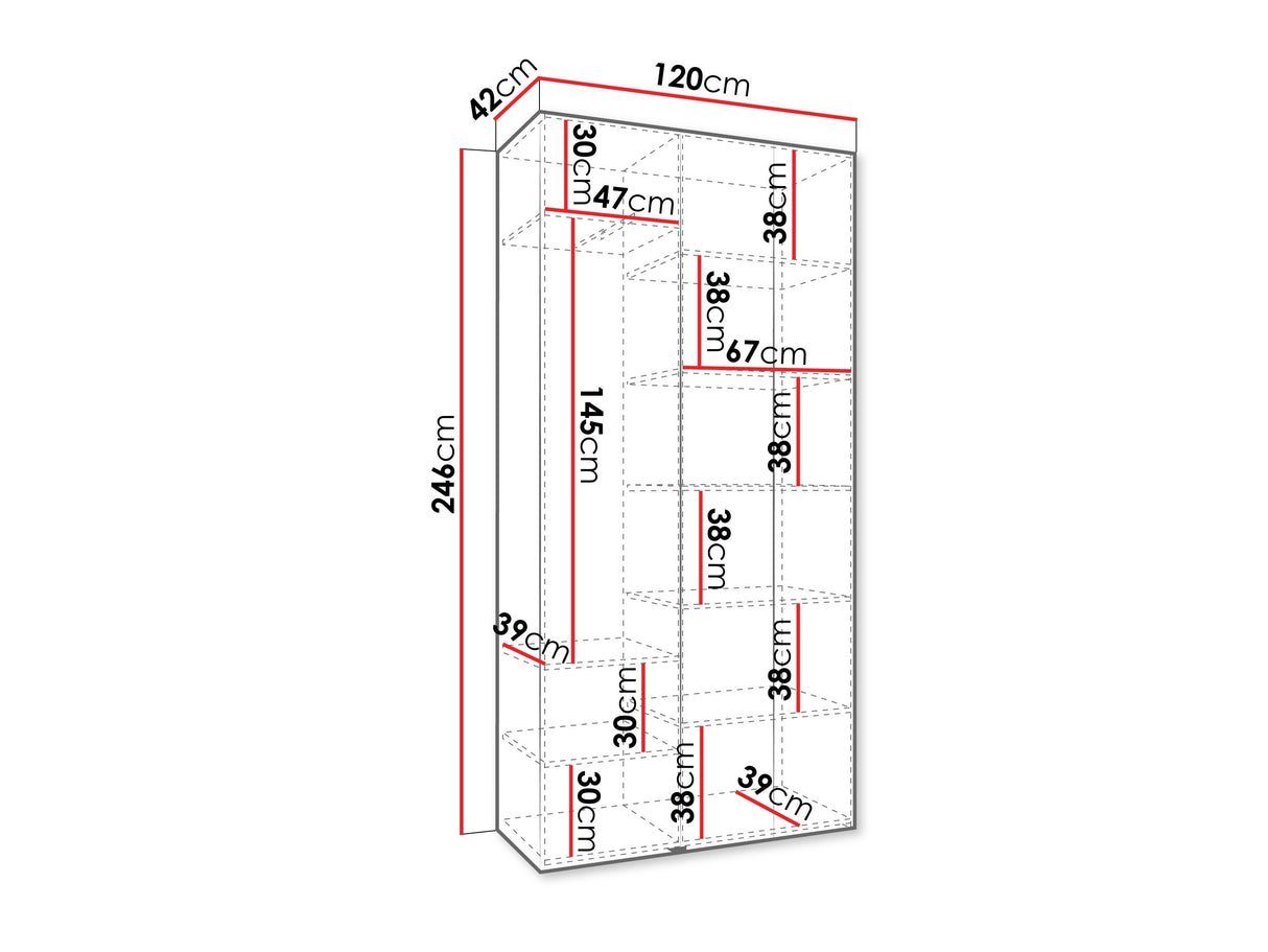 Gardróbszekrény Szafa COMO 2 120/130/140/150/160 (gł.40/50), Szín: Fehér, Fogantyú színe: Fekete, Szélesség: 120 cm, Mélység: 42 cm