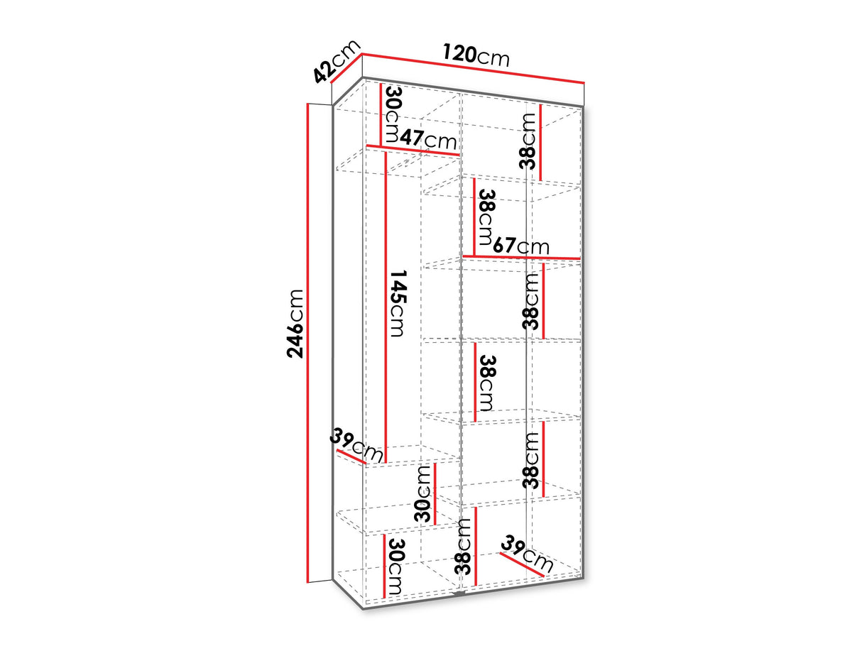 Gardróbszekrény Szafa COMO 2 120/130/140/150/160 (gł.40/50), Szín: Fehér, Fogantyú színe: Aranysárga, Szélesség: 120 cm, Mélység: 42 cm