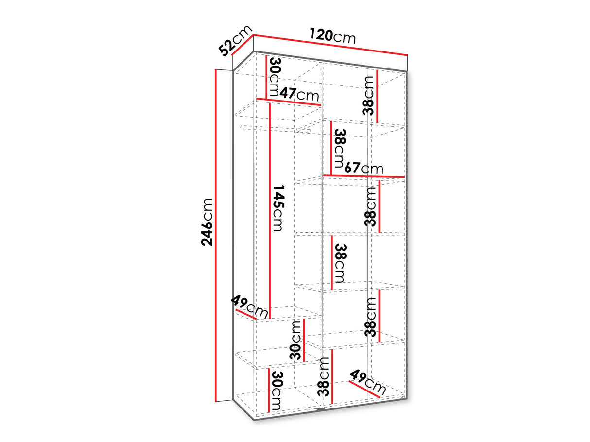 Gardróbszekrény Szafa COMO 2 120/130/140/150/160 (gł.40/50), Szín: Fehér, Fogantyú színe: Aranysárga, Szélesség: 120 cm, Mélység: 52 cm