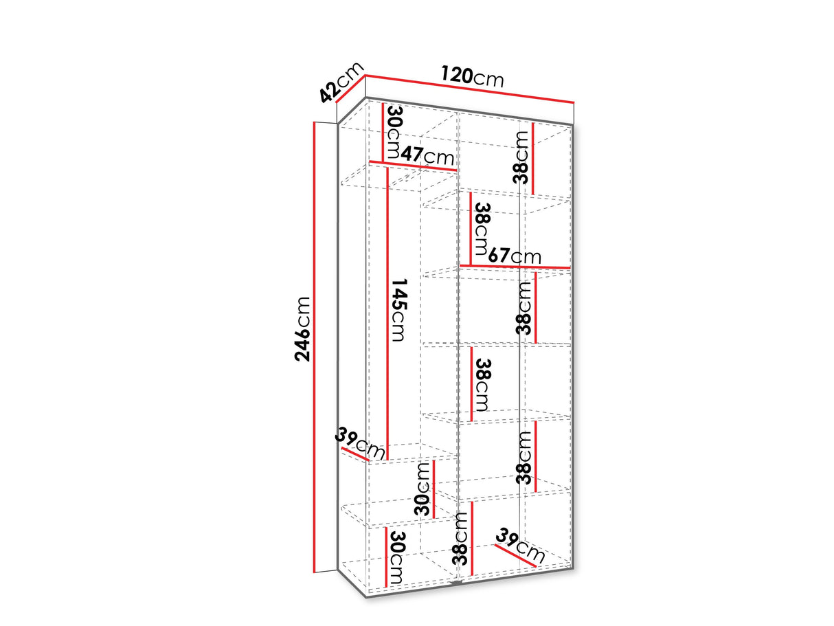 Gardróbszekrény Szafa COMO 2 120/130/140/150/160 (gł.40/50), Szín: Kasmír, Fogantyú színe: Fekete, Szélesség: 120 cm, Mélység: 42 cm