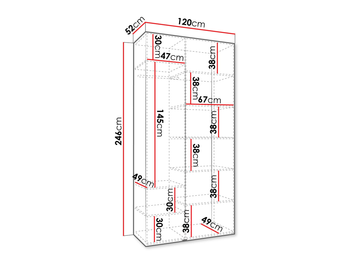 Gardróbszekrény Szafa COMO 2 120/130/140/150/160 (gł.40/50), Szín: Kasmír, Fogantyú színe: Fekete, Szélesség: 120 cm, Mélység: 52 cm