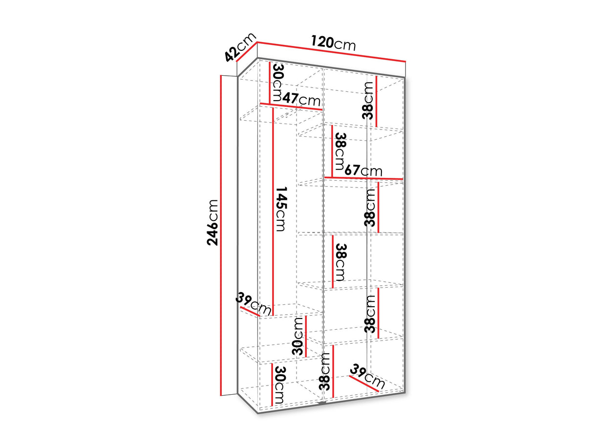 Gardróbszekrény Szafa COMO 2 120/130/140/150/160 (gł.40/50), Szín: Kasmír, Fogantyú színe: Aranysárga, Szélesség: 120 cm, Mélység: 42 cm