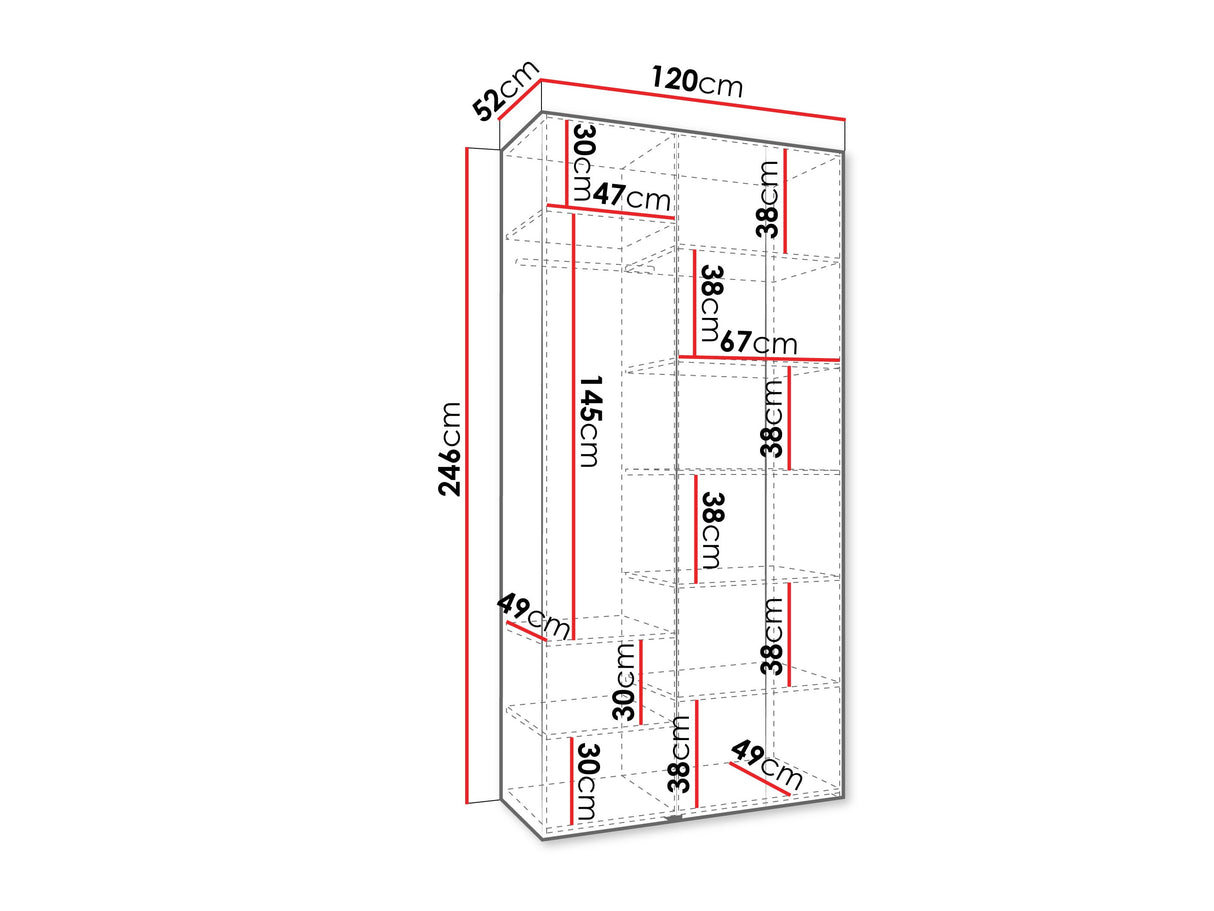 Gardróbszekrény Szafa COMO 2 120/130/140/150/160 (gł.40/50), Szín: Kasmír, Fogantyú színe: Aranysárga, Szélesség: 120 cm, Mélység: 52 cm