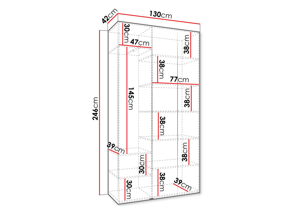 Gardróbszekrény Szafa COMO 2 120/130/140/150/160 (gł.40/50), Szín: Kasmír, Fogantyú színe: Fekete, Szélesség: 130 cm, Mélység: 42 cm