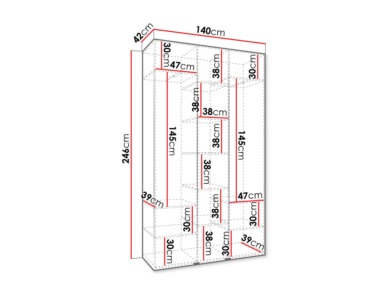 Gardróbszekrény Szafa COMO 2 120/130/140/150/160 (gł.40/50), Szín: Kasmír, Fogantyú színe: Fekete, Szélesség: 140 cm, Mélység: 42 cm