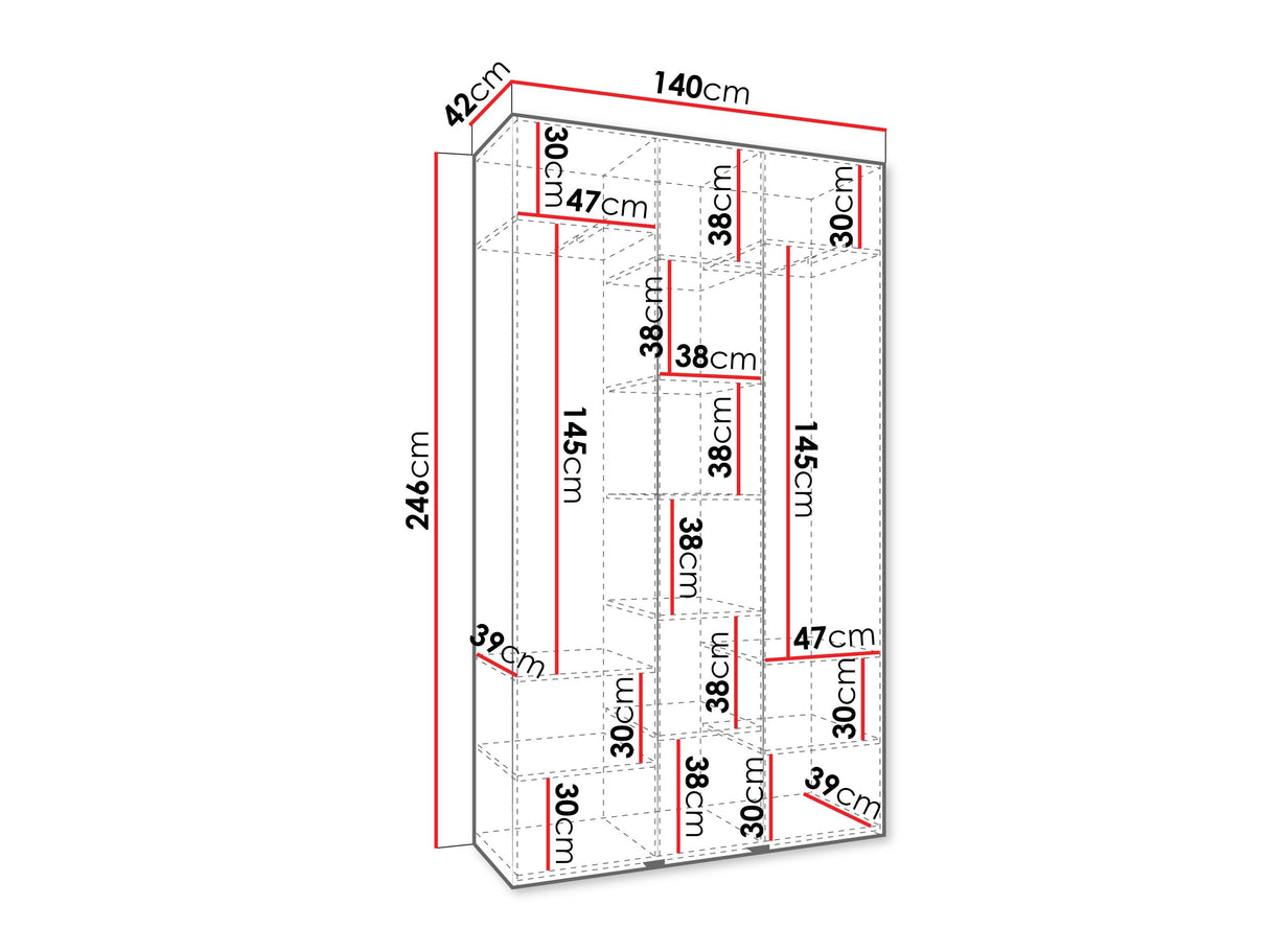 Gardróbszekrény Szafa COMO 2 120/130/140/150/160 (gł.40/50), Szín: Kasmír, Fogantyú színe: Aranysárga, Szélesség: 140 cm, Mélység: 42 cm