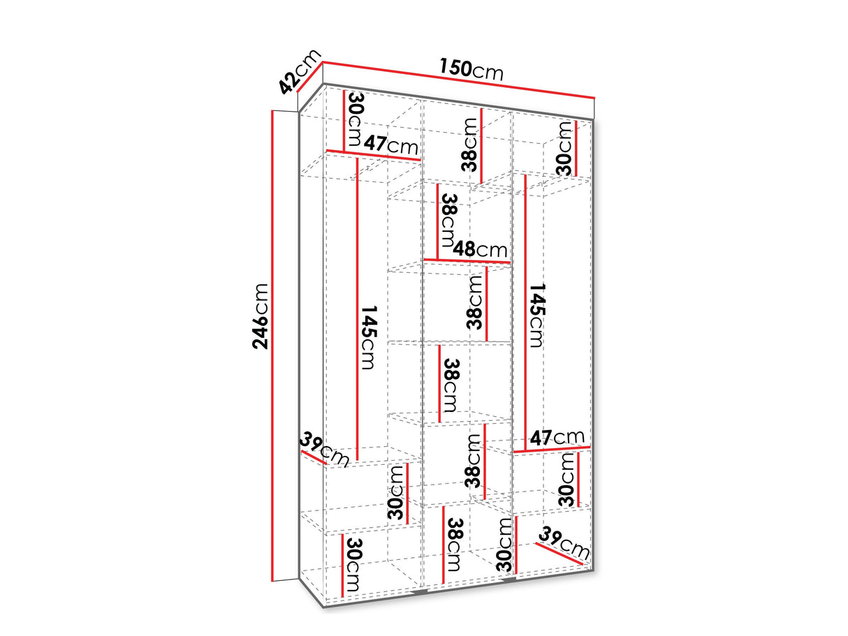Gardróbszekrény Szafa COMO 2 120/130/140/150/160 (gł.40/50), Szín: Kasmír, Fogantyú színe: Fekete, Szélesség: 150 cm, Mélység: 42 cm