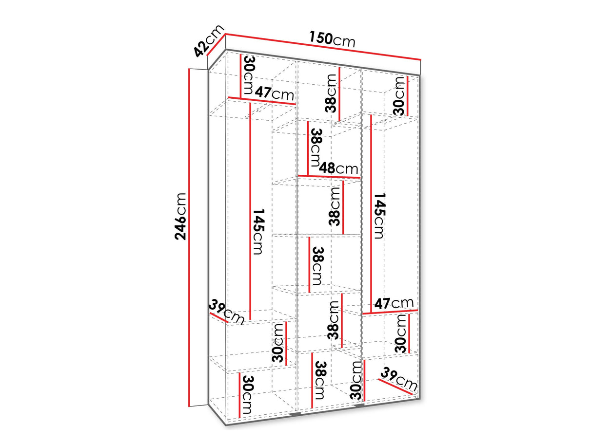Gardróbszekrény Szafa COMO 2 120/130/140/150/160 (gł.40/50), Szín: Kasmír, Fogantyú színe: Aranysárga, Szélesség: 150 cm, Mélység: 42 cm