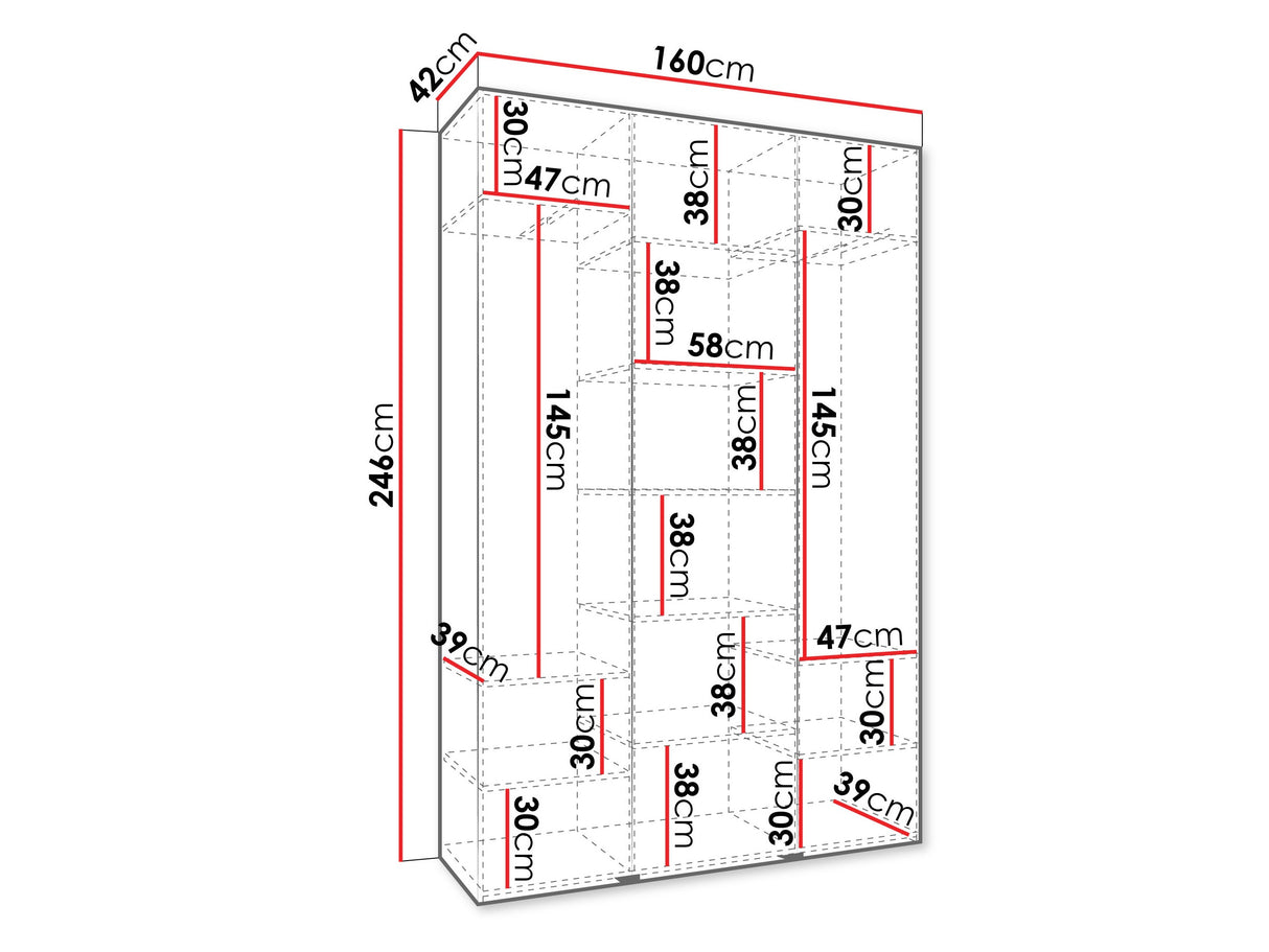 Gardróbszekrény Szafa COMO 2 120/130/140/150/160 (gł.40/50), Szín: Kasmír, Fogantyú színe: Fekete, Szélesség: 160 cm, Mélység: 42 cm