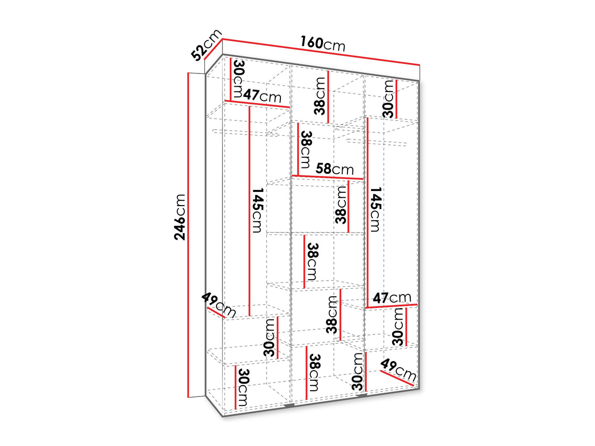Gardróbszekrény Szafa COMO 2 120/130/140/150/160 (gł.40/50), Szín: Kasmír, Fogantyú színe: Fekete, Szélesség: 160 cm, Mélység: 52 cm