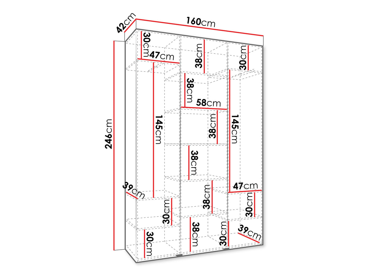 Gardróbszekrény Szafa COMO 2 120/130/140/150/160 (gł.40/50), Szín: Kasmír, Fogantyú színe: Aranysárga, Szélesség: 160 cm, Mélység: 42 cm