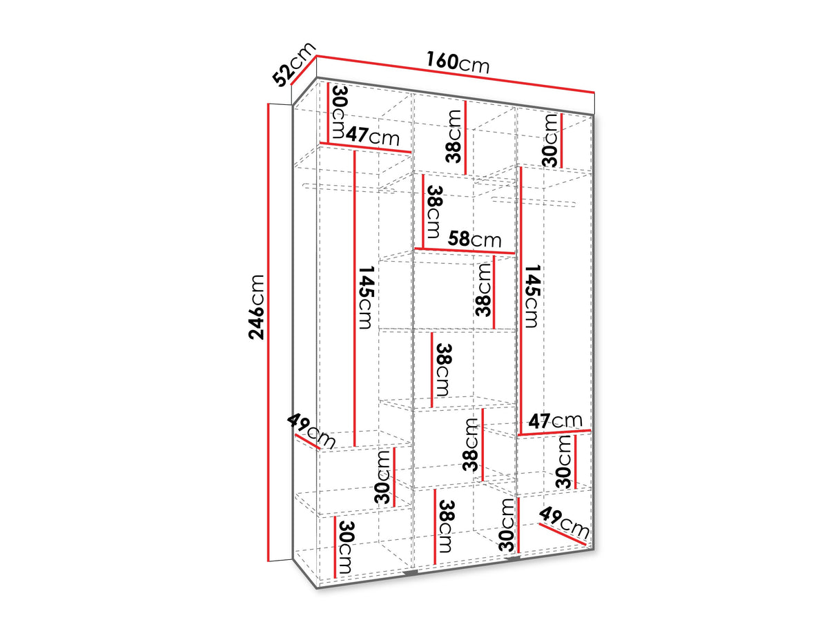 Gardróbszekrény Szafa COMO 2 120/130/140/150/160 (gł.40/50), Szín: Kasmír, Fogantyú színe: Aranysárga, Szélesség: 160 cm, Mélység: 52 cm