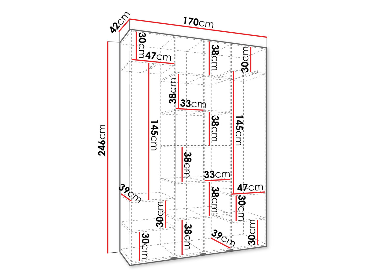 Gardróbszekrény Szafa COMO 2 170/180/190/200 (gł.40/50), Szín: Kasmír, Fogantyú színe: Fekete, Szélesség: 170 cm, Mélység: 42 cm