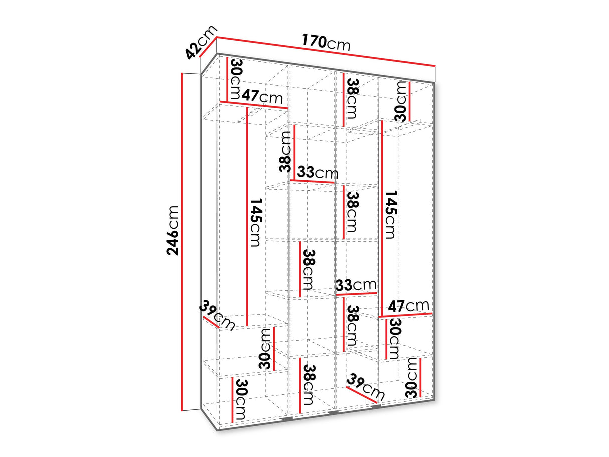 Gardróbszekrény Szafa COMO 2 170/180/190/200 (gł.40/50), Szín: Kasmír, Fogantyú színe: Aranysárga, Szélesség: 170 cm, Mélység: 42 cm