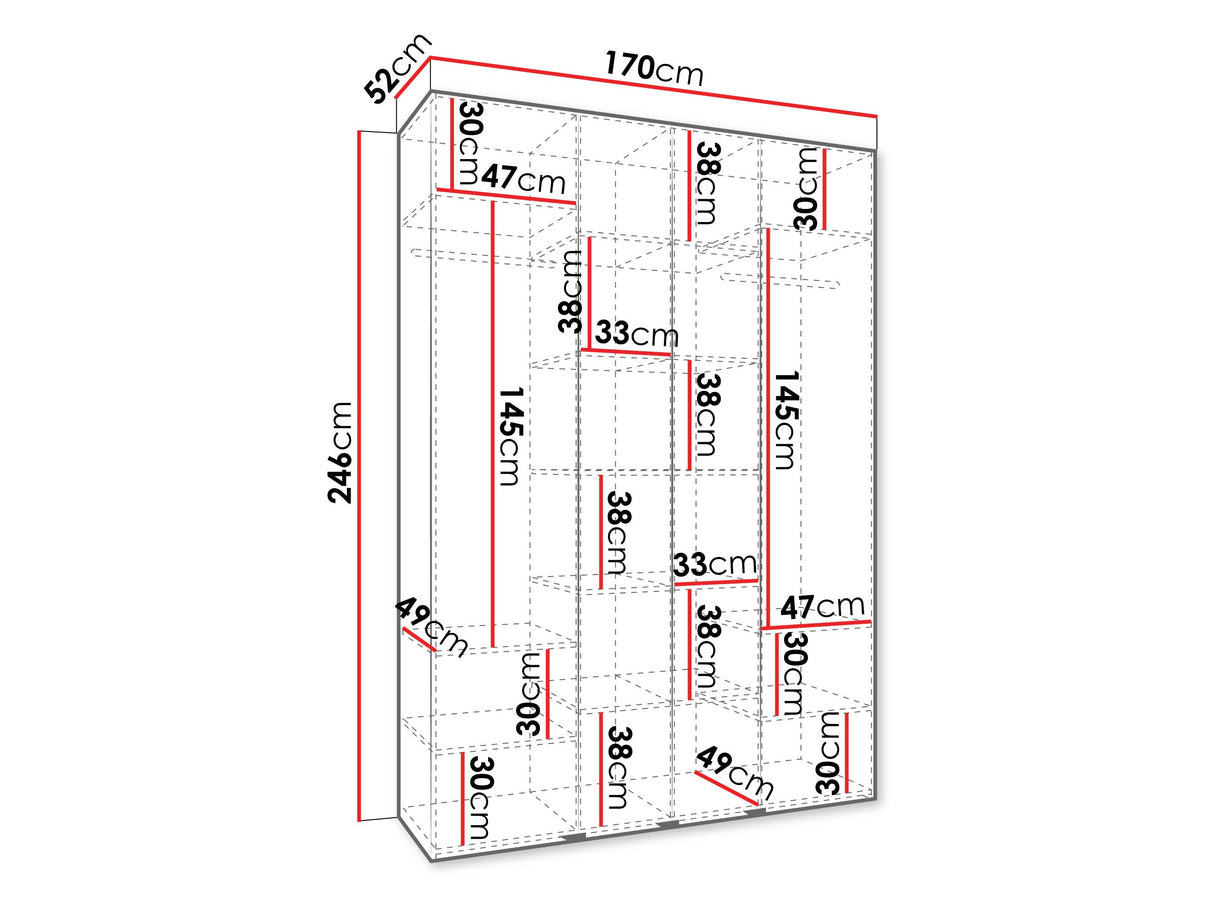 Gardróbszekrény Szafa COMO 2 170/180/190/200 (gł.40/50), Szín: Kasmír, Fogantyú színe: Aranysárga, Szélesség: 170 cm, Mélység: 52 cm