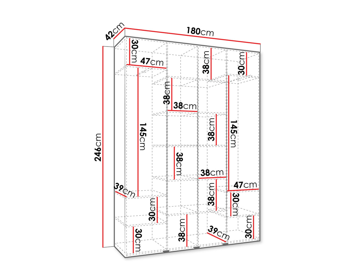 Gardróbszekrény Szafa COMO 2 170/180/190/200 (gł.40/50), Szín: Kasmír, Fogantyú színe: Fekete, Szélesség: 180 cm, Mélység: 42 cm
