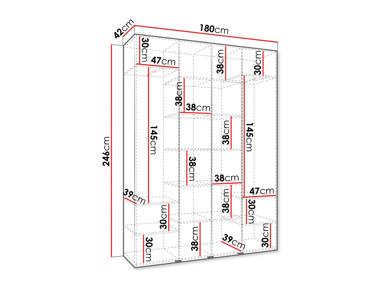 Gardróbszekrény Szafa COMO 2 170/180/190/200 (gł.40/50), Szín: Kasmír, Fogantyú színe: Aranysárga, Szélesség: 180 cm, Mélység: 42 cm