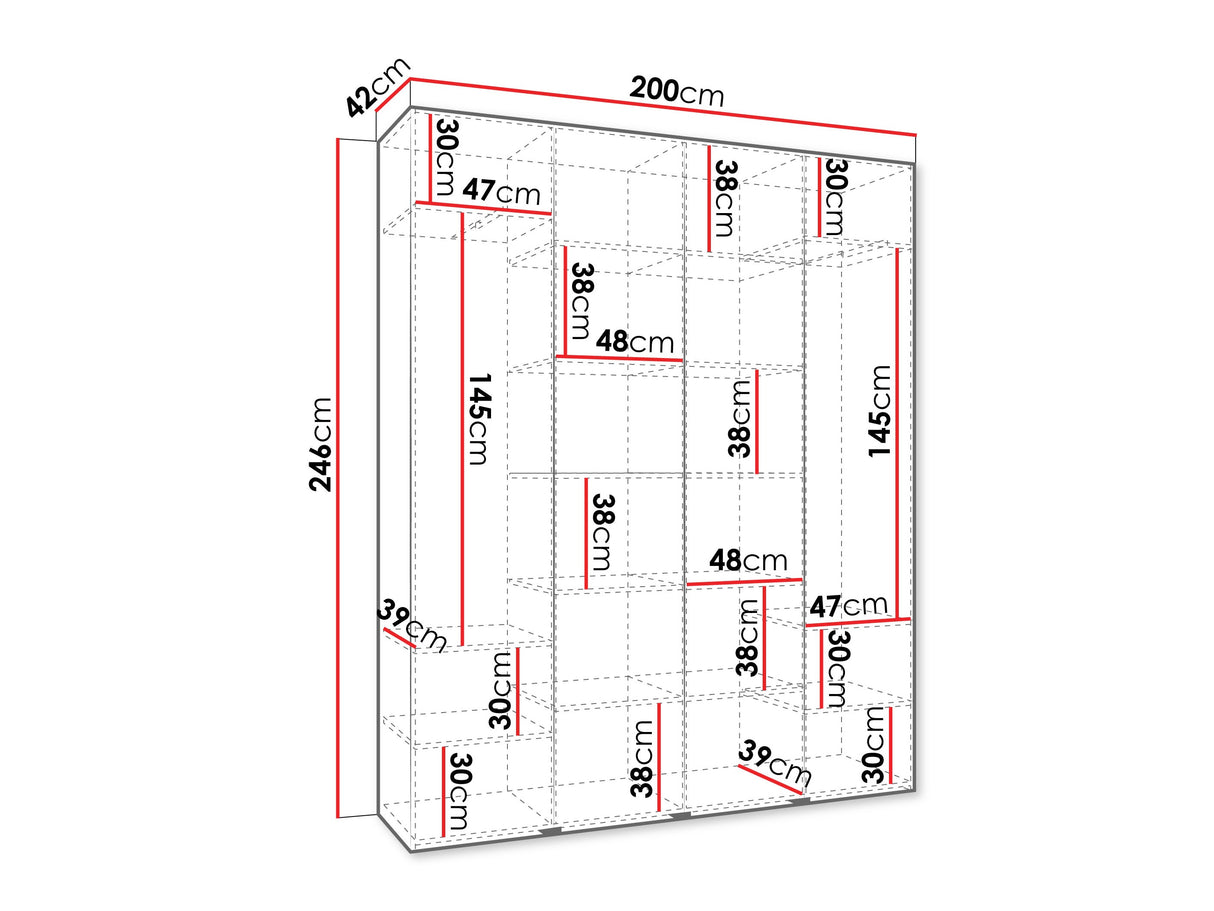 Gardróbszekrény Szafa COMO 2 170/180/190/200 (gł.40/50), Szín: Kasmír, Fogantyú színe: Aranysárga, Szélesség: 200 cm, Mélység: 42 cm