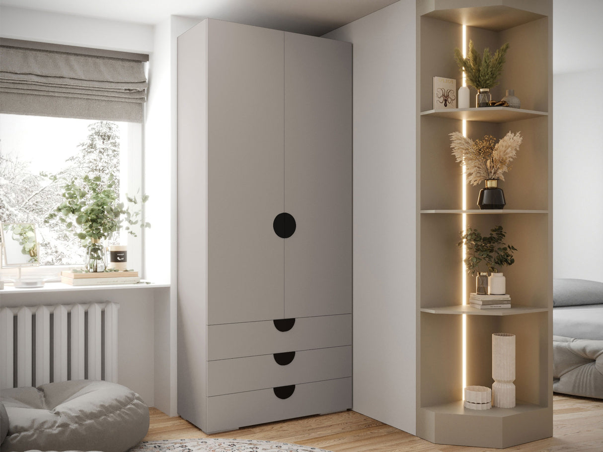 Gardróbszekrény Szafa 100 cm INOVA 4, Szín: Kasmír, Fogantyú színe: Fekete