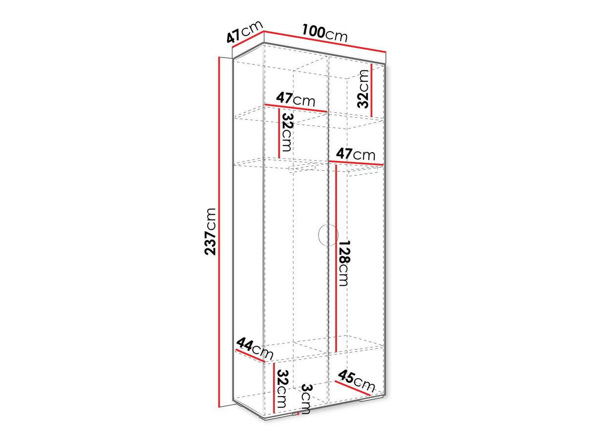 Gardróbszekrény Szafa 100 cm INOVA 4, Szín: Fekete, Fogantyú színe: Fekete