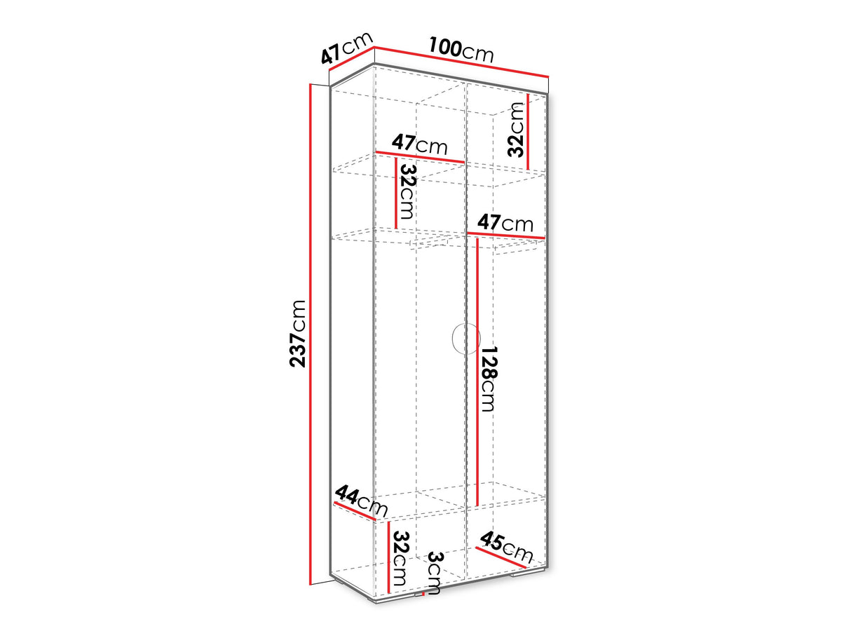 Gardróbszekrény Szafa 100 cm INOVA 4, Szín: Fekete, Fogantyú színe: Aranysárga
