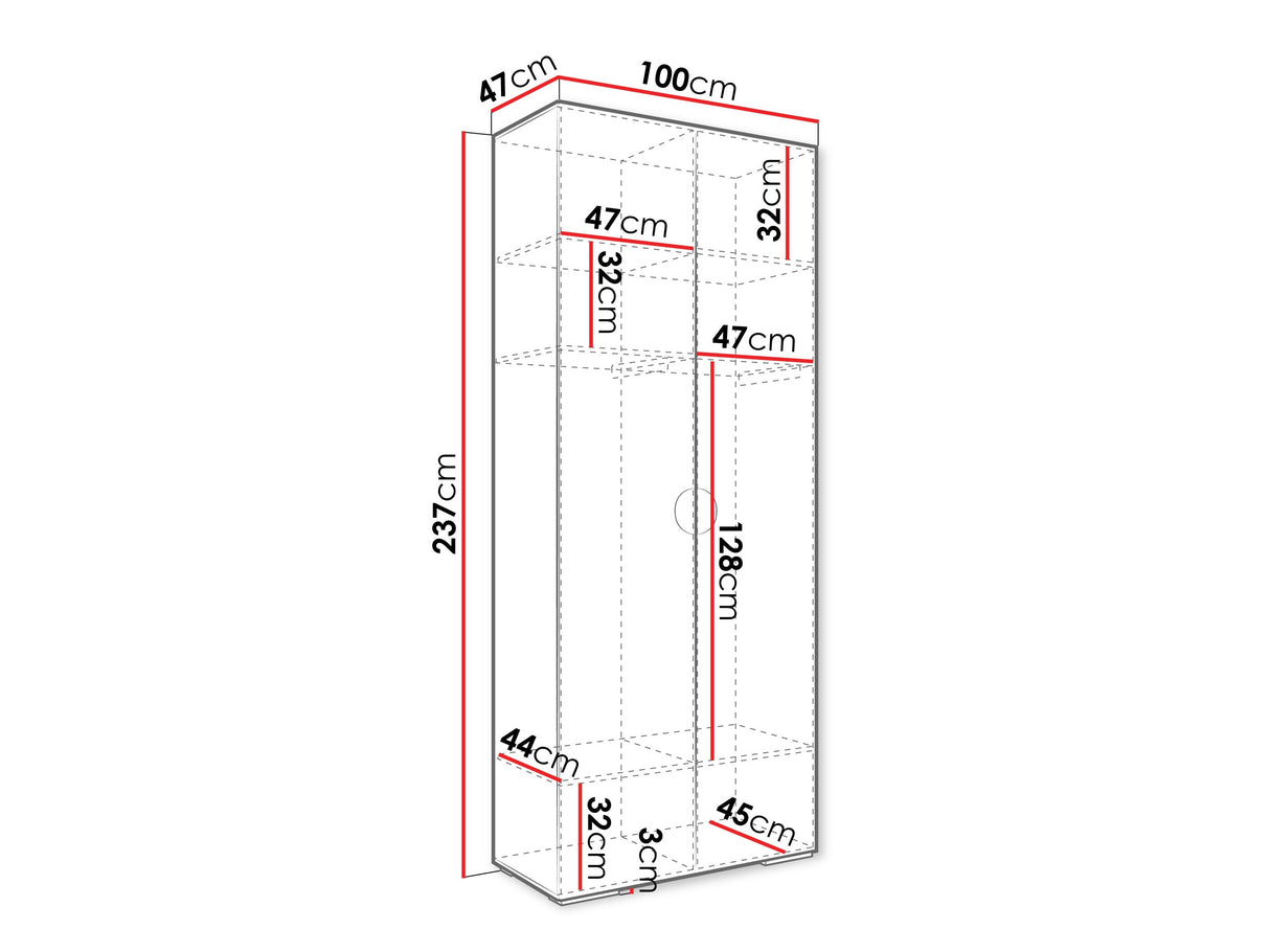 Gardróbszekrény Szafa 100 cm INOVA 4, Szín: Kasmír, Fogantyú színe: Fekete
