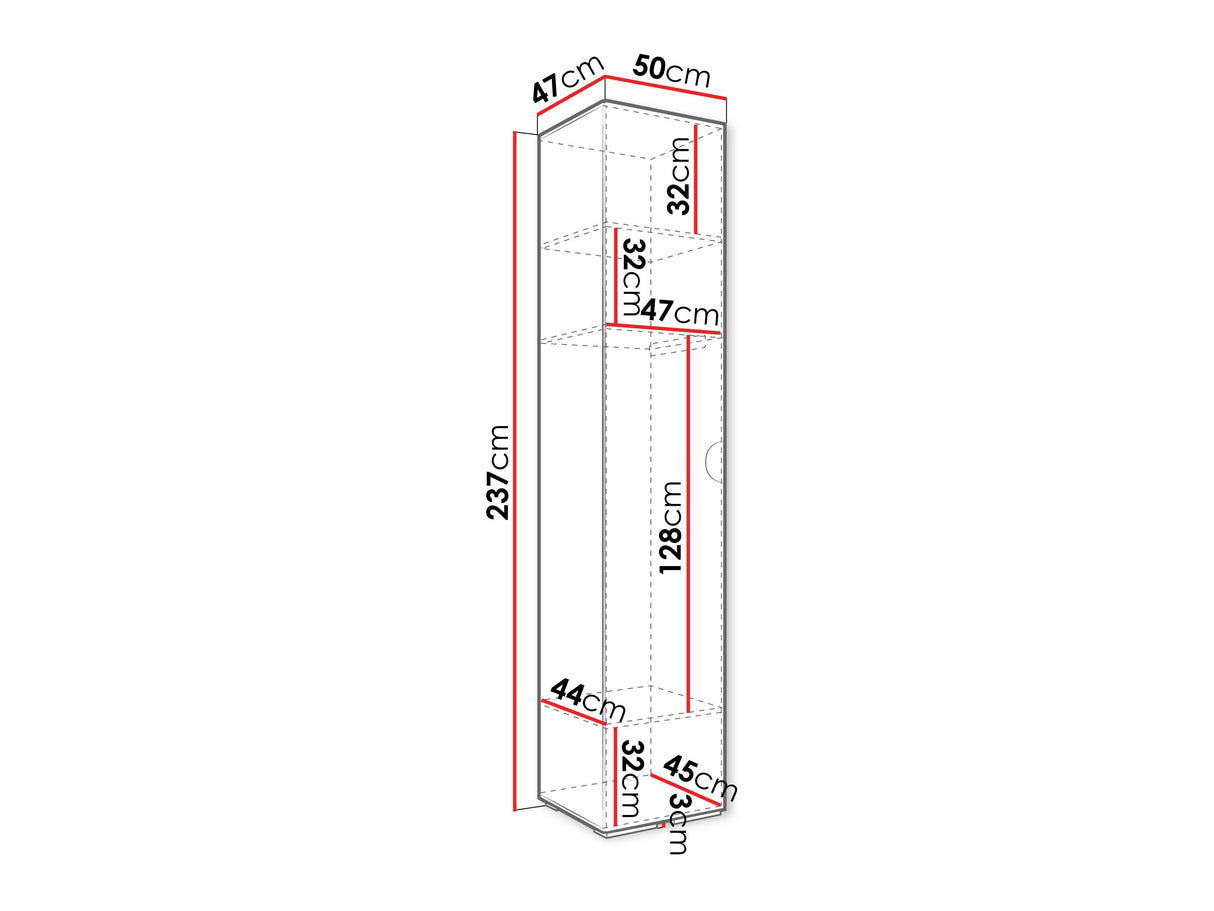 Gardróbszekrény Szafa 50 cm INOVA 4, Szín: Fehér, Fogantyú színe: Aranysárga