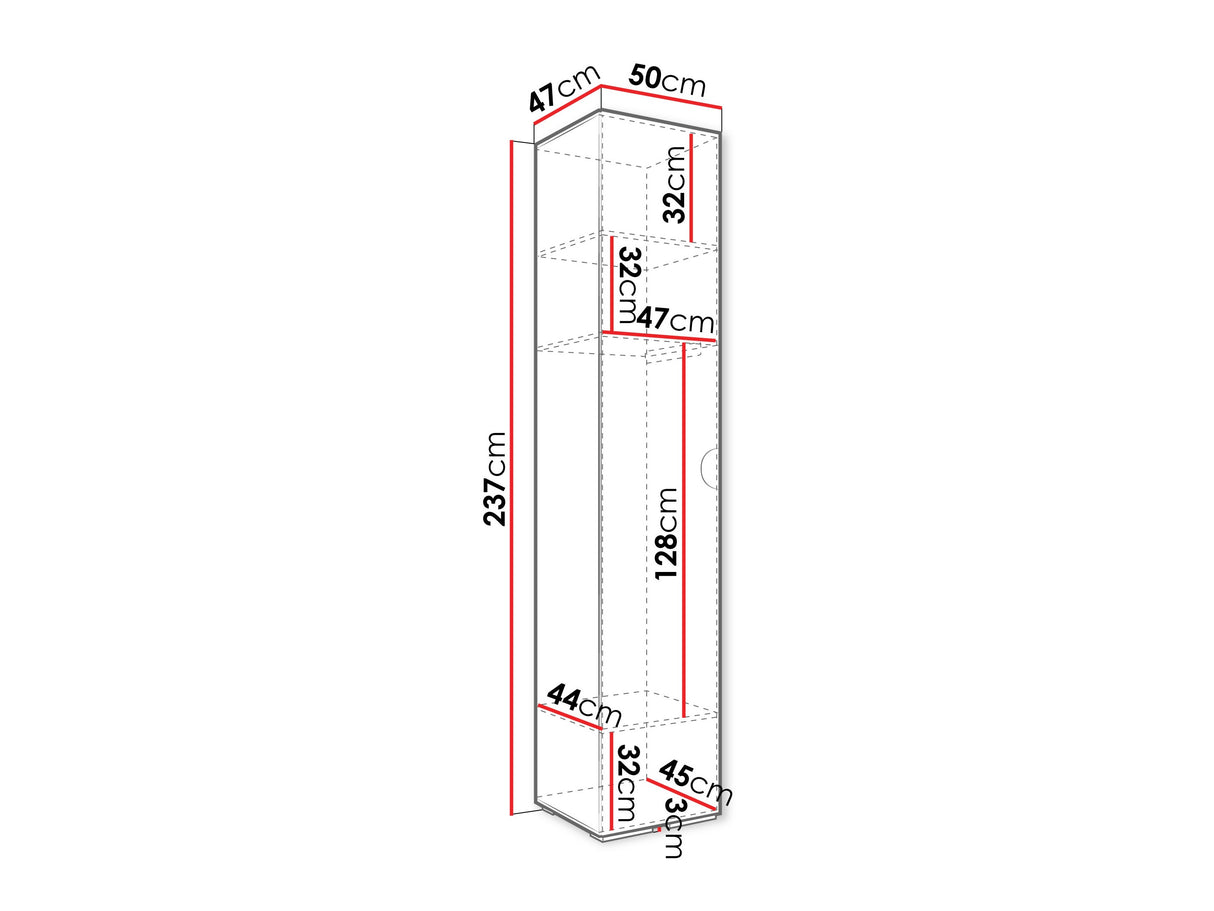 Gardróbszekrény Szafa 50 cm INOVA 4, Szín: Fekete, Fogantyú színe: Fekete
