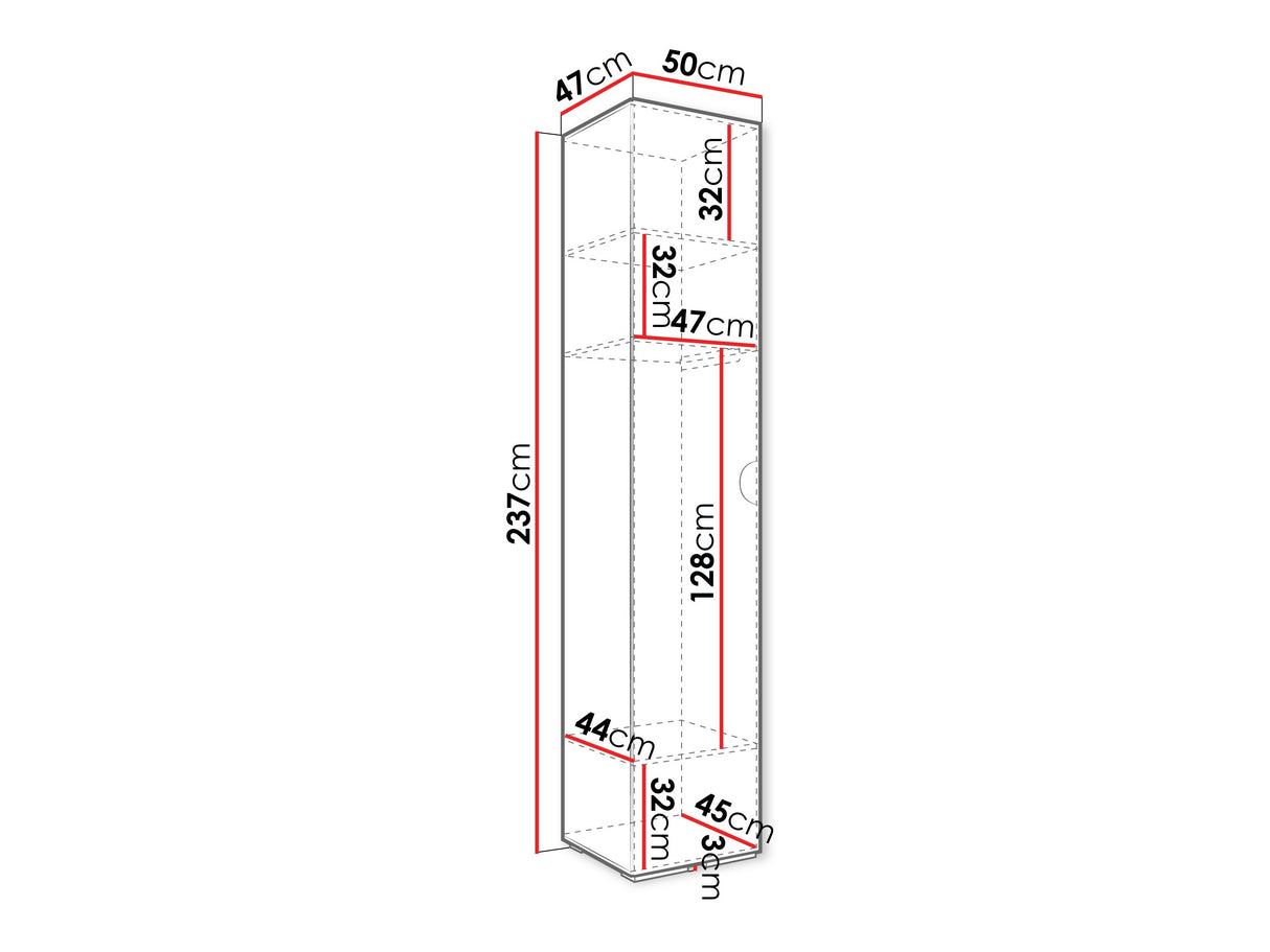 Gardróbszekrény Szafa 50 cm INOVA 4, Szín: Fekete, Fogantyú színe: Aranysárga