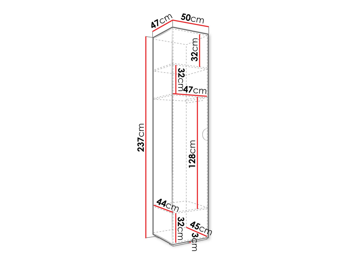 Gardróbszekrény Szafa 50 cm INOVA 4, Szín: Kasmír, Fogantyú színe: Fekete