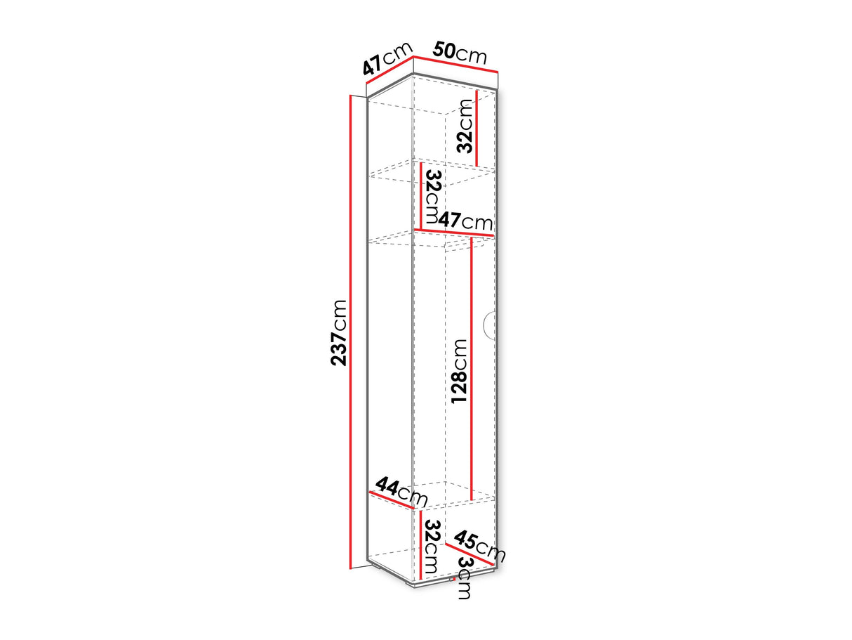 Gardróbszekrény Szafa 50 cm INOVA 4, Szín: Kasmír, Fogantyú színe: Aranysárga