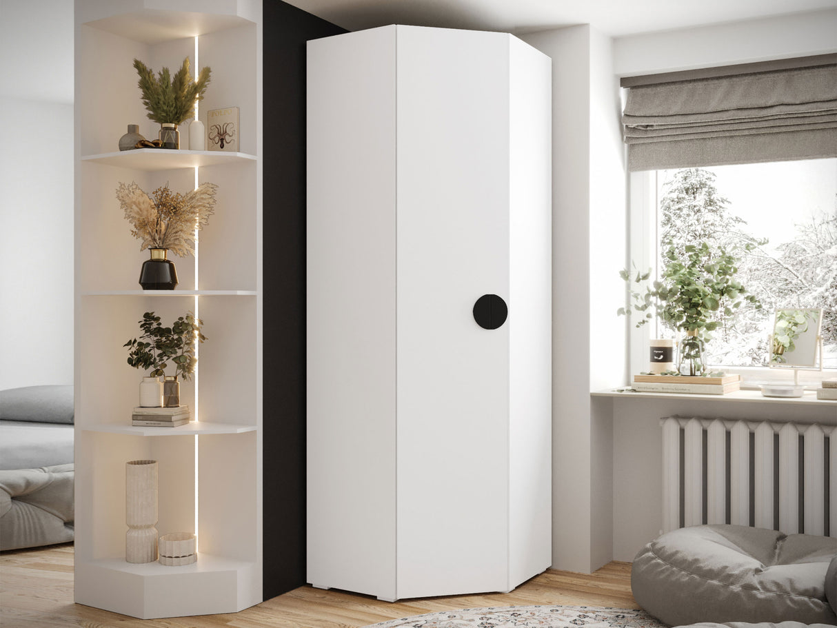 Sarokszekrény Szafa narożna INOVA 4, Szín: Fehér, Fogantyú színe: Fekete