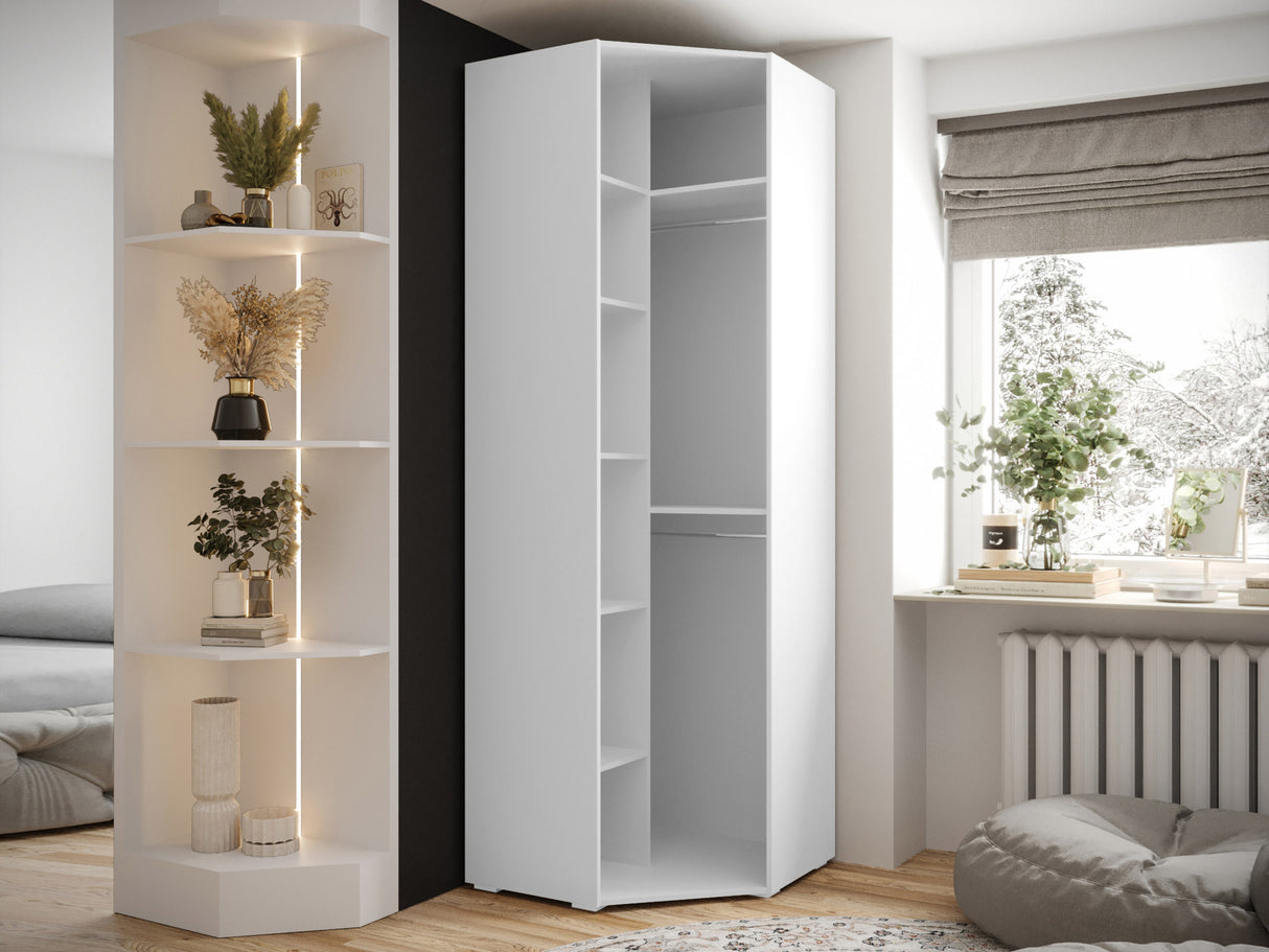 Sarokszekrény Szafa narożna INOVA 4, Szín: Fehér, Fogantyú színe: Aranysárga