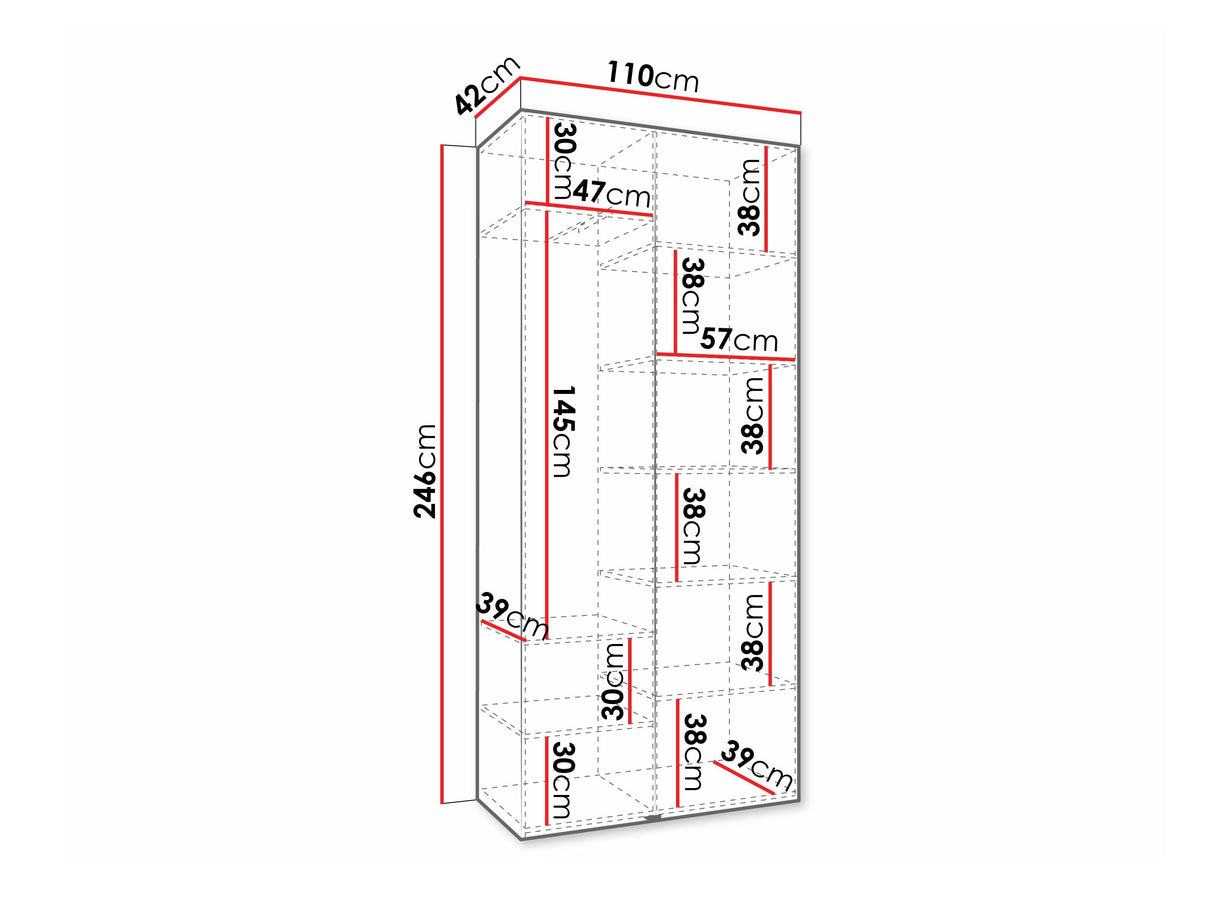 Gardróbszekrény Szafa COMO 3 100/110 (gł.40/50), Szín: Fehér, Fogantyú színe: Fekete, Szélesség: 110 cm, Mélység: 42 cm