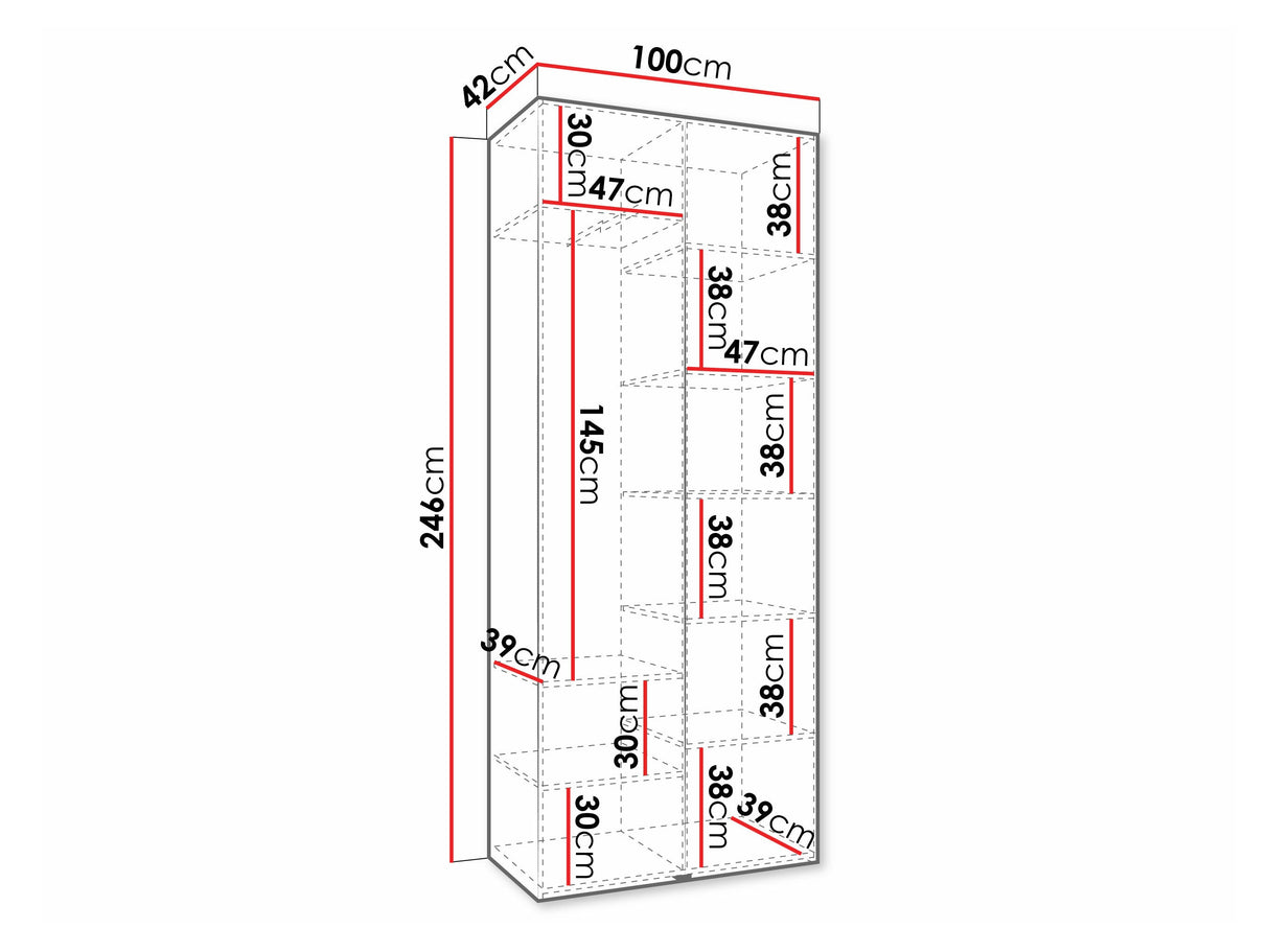 Gardróbszekrény Szafa COMO 3 100/110 (gł.40/50), Szín: Kasmír, Fogantyú színe: Fekete, Szélesség: 100 cm, Mélység: 42 cm