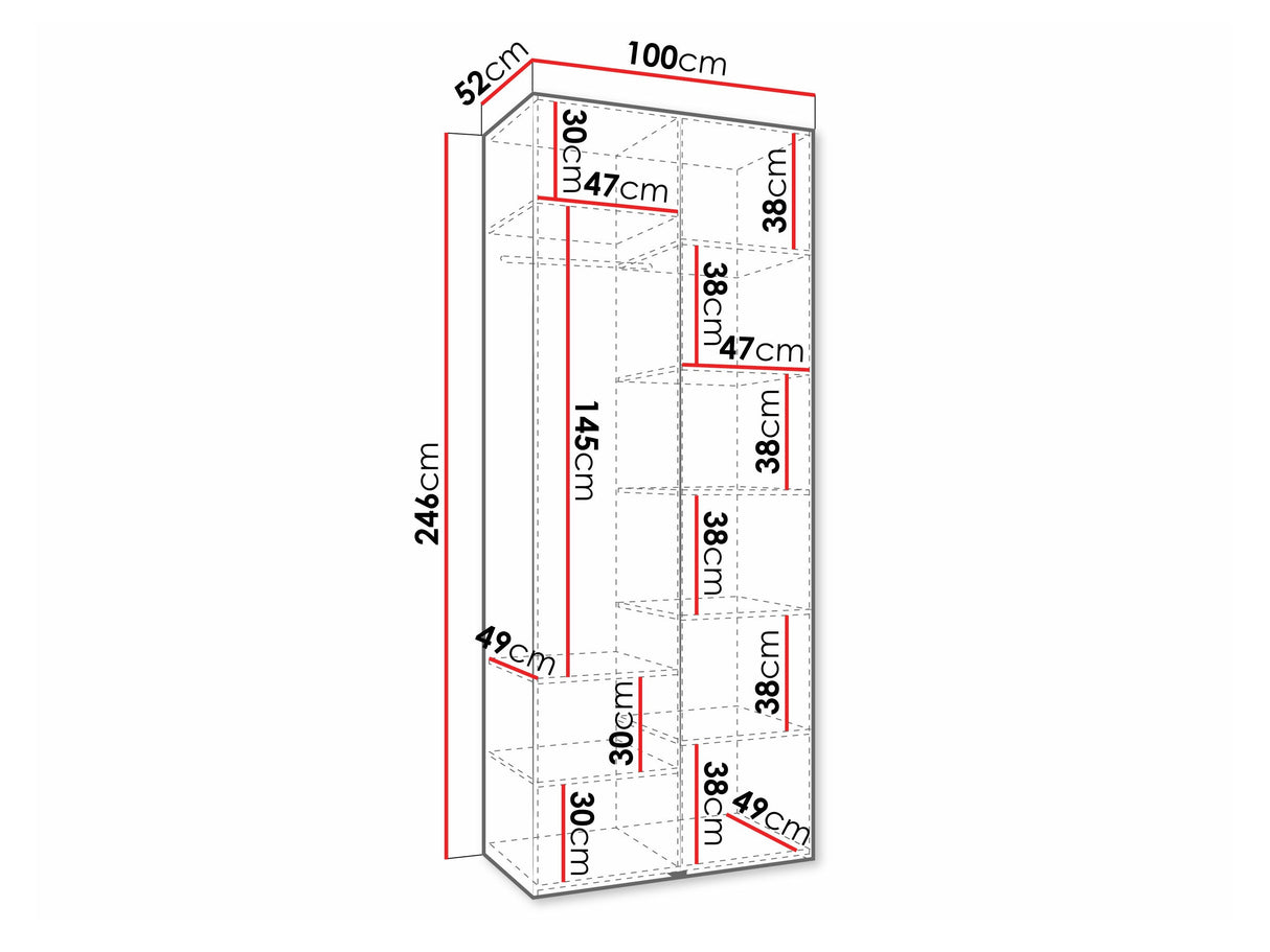 Gardróbszekrény Szafa COMO 3 100/110 (gł.40/50), Szín: Kasmír, Fogantyú színe: Fekete, Szélesség: 100 cm, Mélység: 52 cm