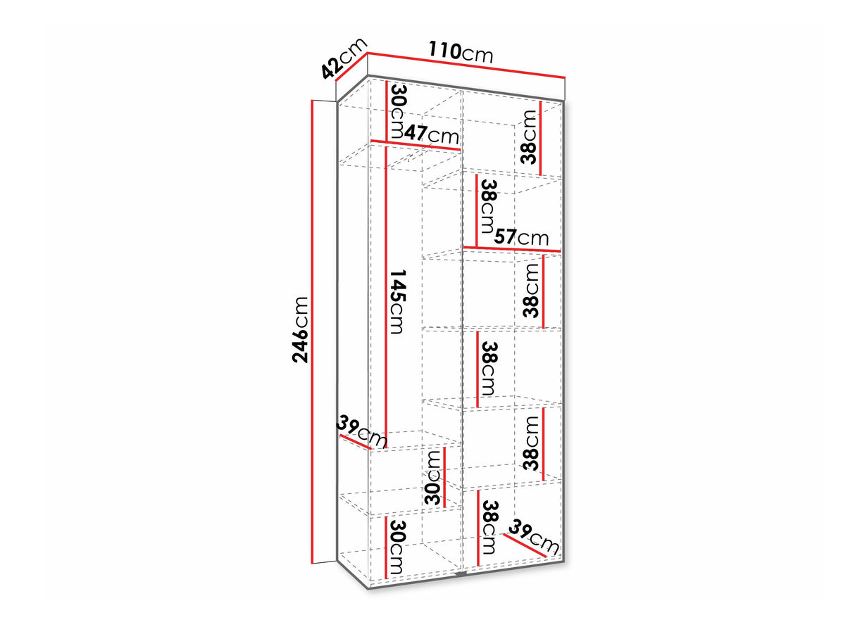Gardróbszekrény Szafa COMO 3 100/110 (gł.40/50), Szín: Kasmír, Fogantyú színe: Fekete, Szélesség: 110 cm, Mélység: 42 cm
