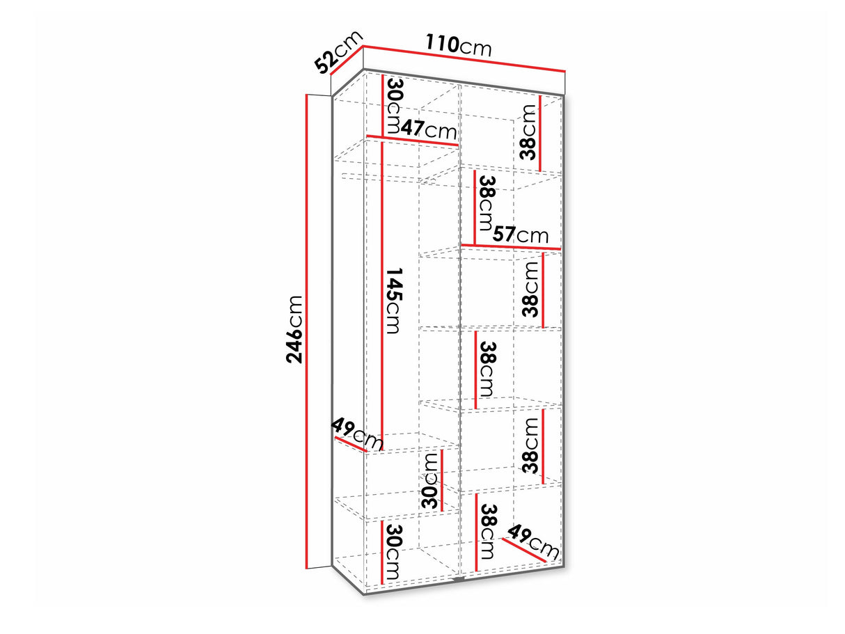Gardróbszekrény Szafa COMO 3 100/110 (gł.40/50), Szín: Kasmír, Fogantyú színe: Fekete, Szélesség: 110 cm, Mélység: 52 cm