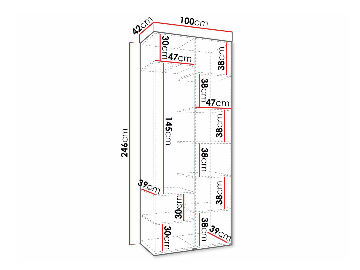 Gardróbszekrény Szafa COMO 3 100/110 (gł.40/50), Szín: Kasmír, Fogantyú színe: Aranysárga, Szélesség: 100 cm, Mélység: 42 cm