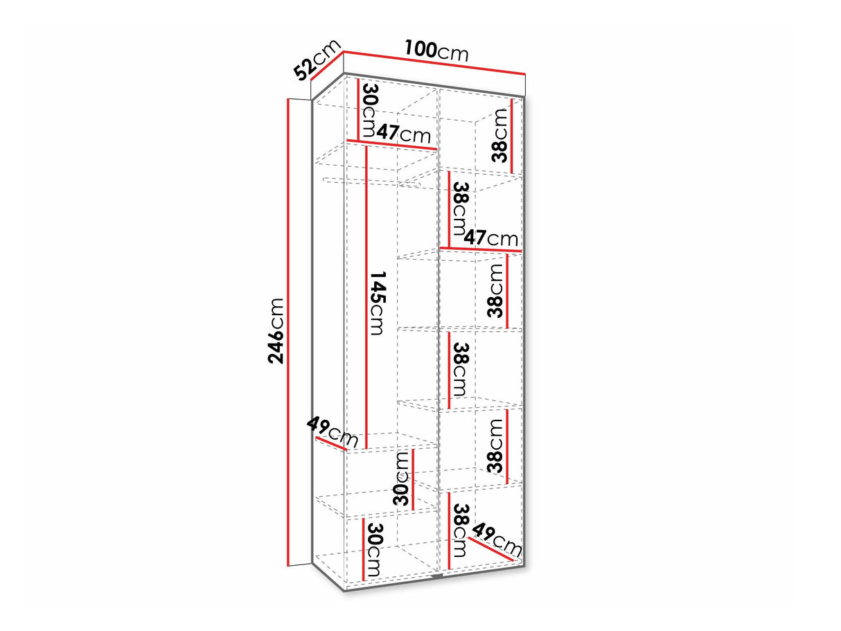 Gardróbszekrény Szafa COMO 3 100/110 (gł.40/50), Szín: Kasmír, Fogantyú színe: Aranysárga, Szélesség: 100 cm, Mélység: 52 cm