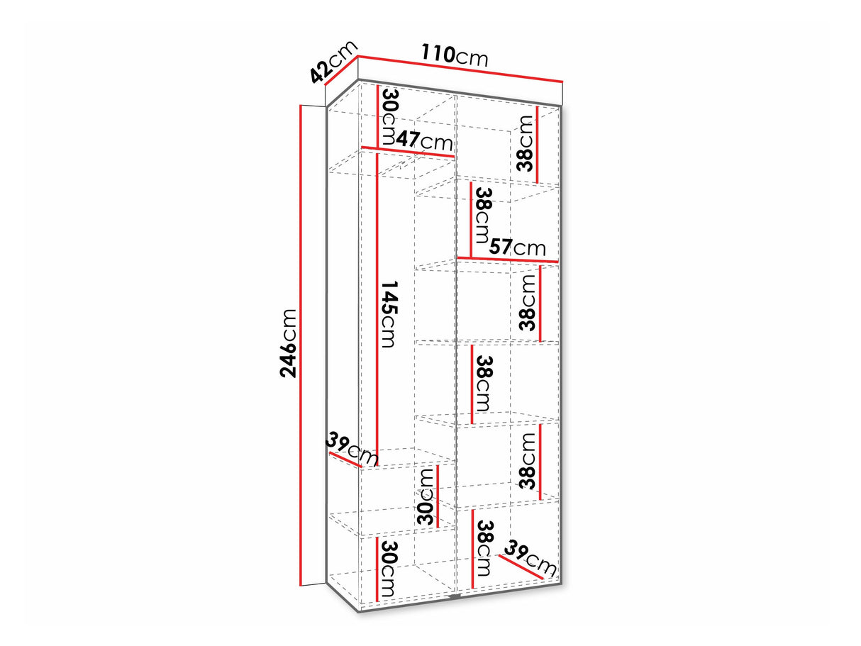 Gardróbszekrény Szafa COMO 3 100/110 (gł.40/50), Szín: Kasmír, Fogantyú színe: Aranysárga, Szélesség: 110 cm, Mélység: 42 cm