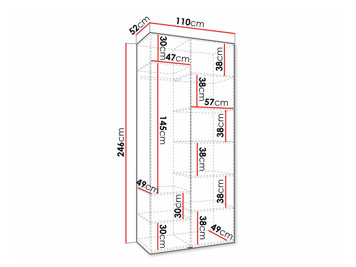 Gardróbszekrény Szafa COMO 3 100/110 (gł.40/50), Szín: Kasmír, Fogantyú színe: Aranysárga, Szélesség: 110 cm, Mélység: 52 cm