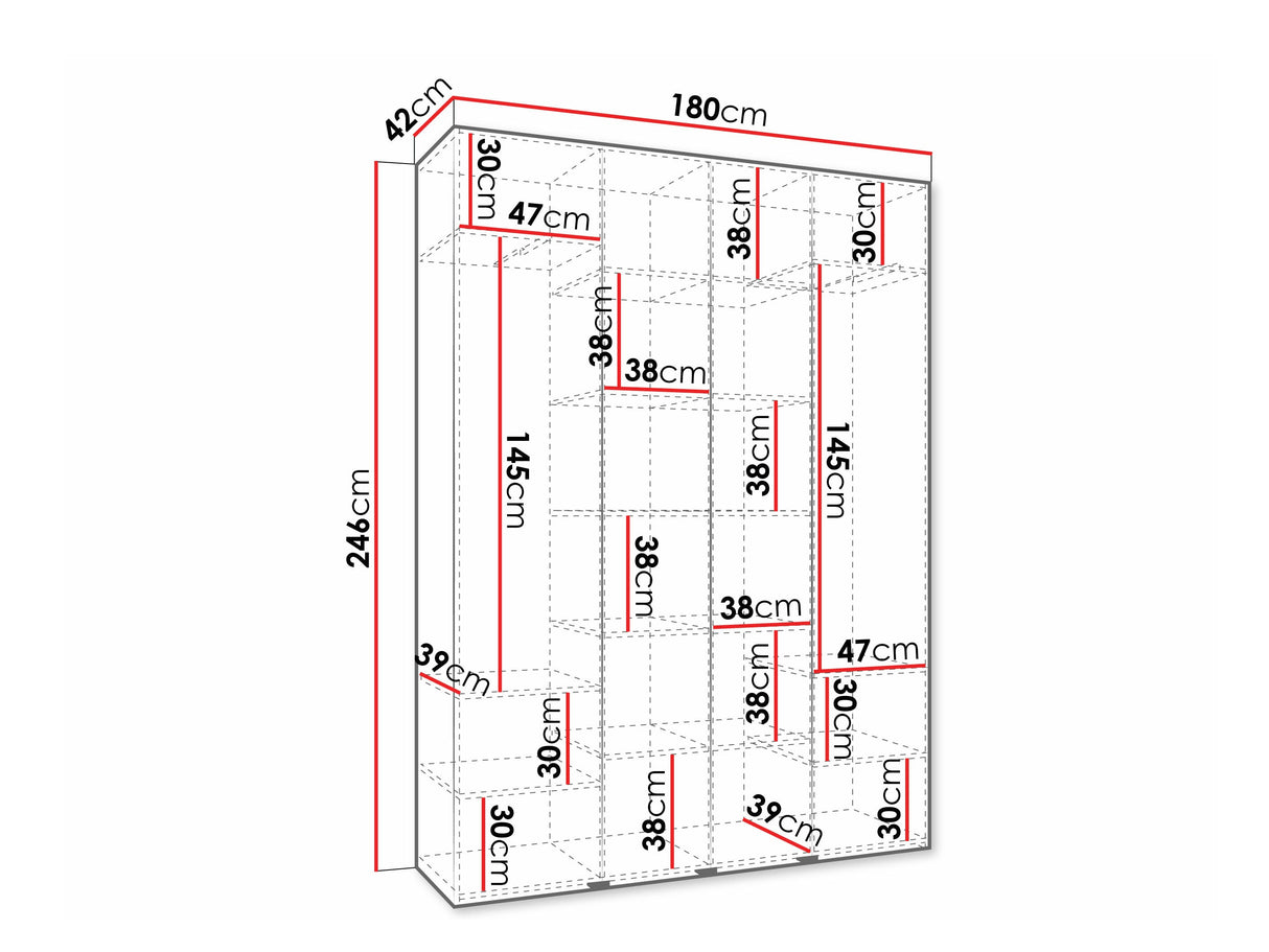Gardróbszekrény Szafa COMO 3 170/180/190/200 (gł.40/50), Szín: Kasmír, Fogantyú színe: Aranysárga, Szélesség: 180 cm, Mélység: 42 cm