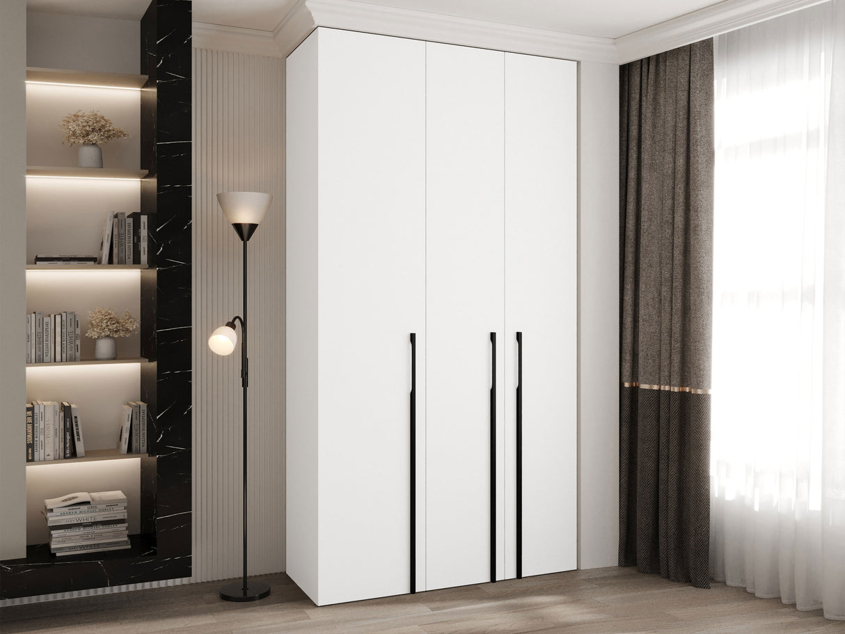 Gardróbszekrény Szafa COMO 3 120/130/140/150/160 (gł.40/50), Szín: Fehér, Fogantyú színe: Fekete, Szélesség: 130 cm, Mélység: 42 cm, Fiókok: Nem