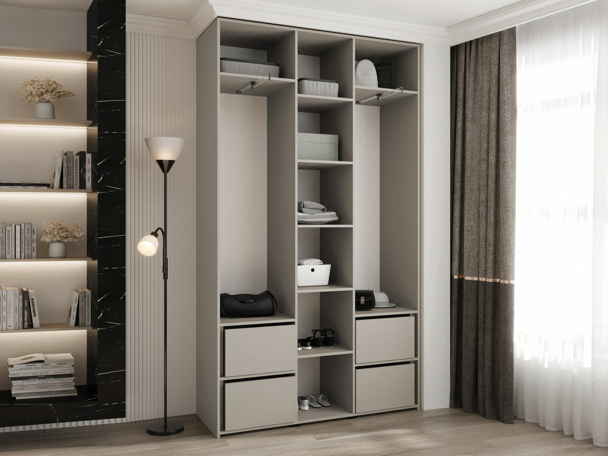 Gardróbszekrény Szafa COMO 3 120/130/140/150/160 (gł.40/50), Szín: Fehér, Fogantyú színe: Fekete, Szélesség: 140 cm, Mélység: 42 cm, Fiókok: Igen