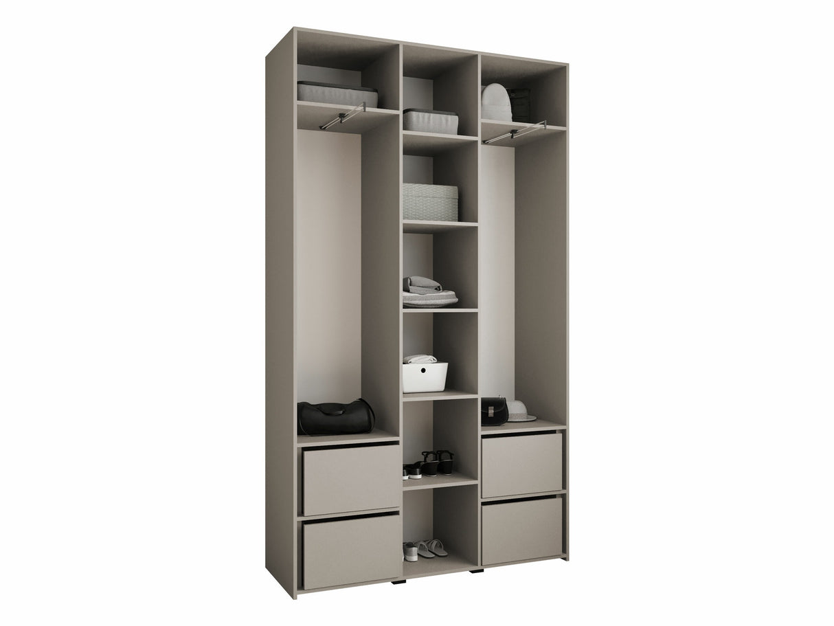 Gardróbszekrény Szafa COMO 3 120/130/140/150/160 (gł.40/50), Szín: Fehér, Fogantyú színe: Fekete, Szélesség: 140 cm, Mélység: 42 cm, Fiókok: Igen