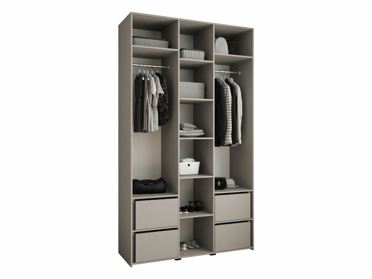 Gardróbszekrény Szafa COMO 3 120/130/140/150/160 (gł.40/50), Szín: Fehér, Fogantyú színe: Aranysárga, Szélesség: 140 cm, Mélység: 52 cm, Fiókok: Igen