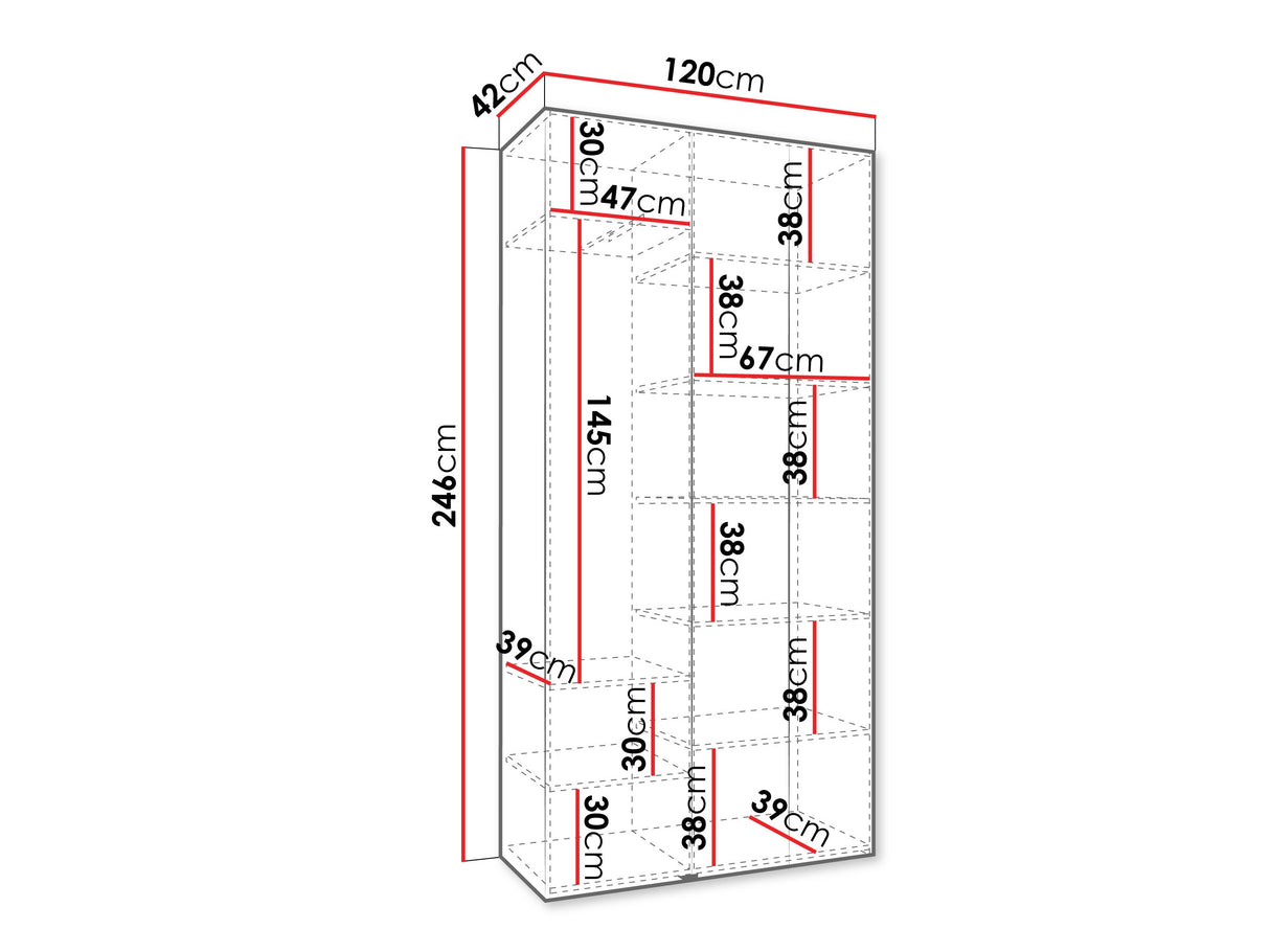 Gardróbszekrény Szafa COMO 3 120/130/140/150/160 (gł.40/50), Szín: Kasmír, Fogantyú színe: Fekete, Szélesség: 120 cm, Mélység: 42 cm, Fiókok: Nem